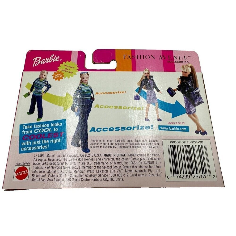 Vintage Mattel 1999 Barbie Hollywood Glam Fashion Avenue Accessories- NIB #25751 - Picture 3 of 3